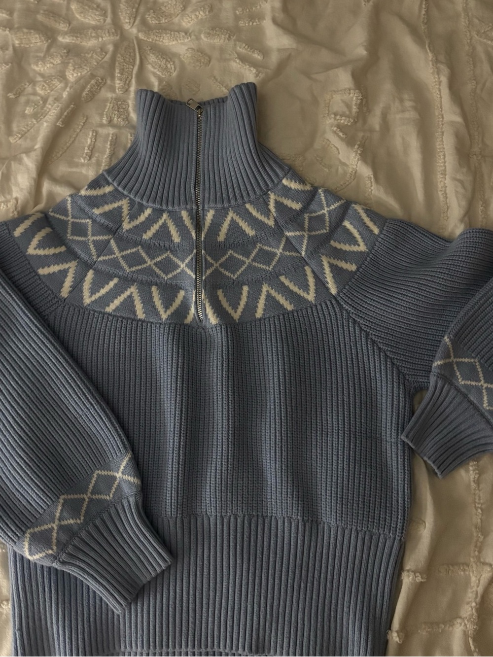 Varley Sigrid Fair Isle Half Zip. -Glacier Blue - Picture 5 of 6